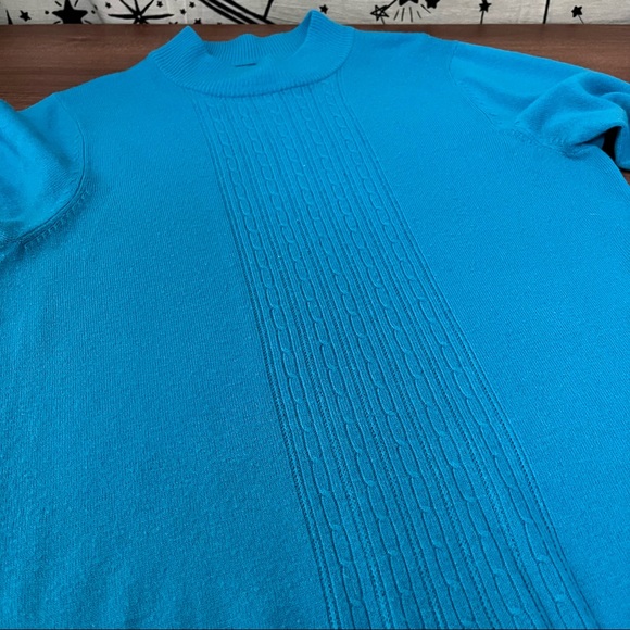 Vintage Blue Grandmacore Mock Neck Sweater - Picture 4 of 7